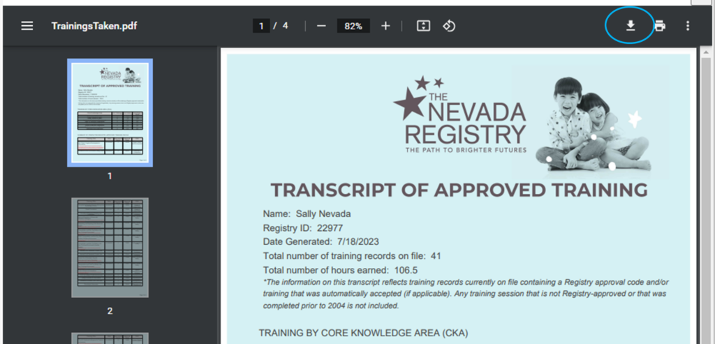 Tech Tip: Accessing Your Training Transcript - The Nevada Registry